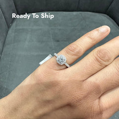 1.00 Carat Lab Grown Diamond Solitaire Halo Engagement Ring in 9K White Gold