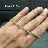 Round Cut 3.00 Carat Natural Diamond Tennis Bracelet in 9K Yellow Gold for Gift