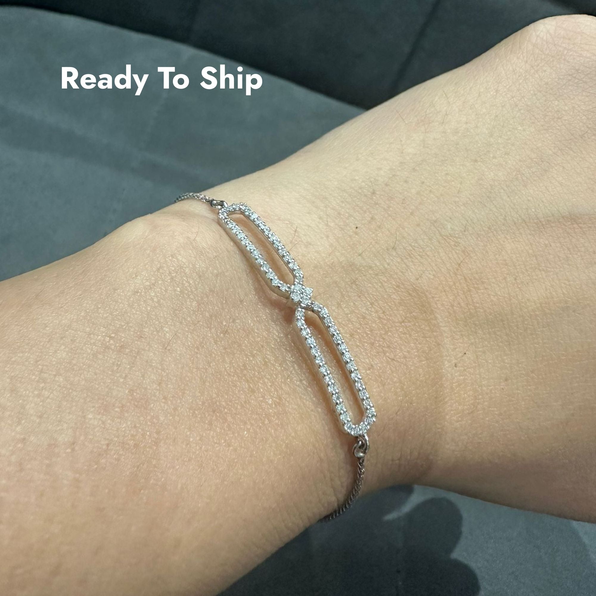 Armband mit Kette und Pavé-Fassung aus 9-karätigem Weißgold | Luxuriöser Damenschmuck