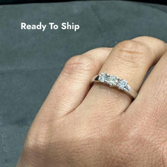 Three-Stone Lab-Grown Diamond Engagement Ring in 925 Sterling Silver