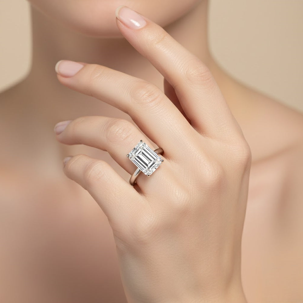 Diamond ring on a hand with a soft background