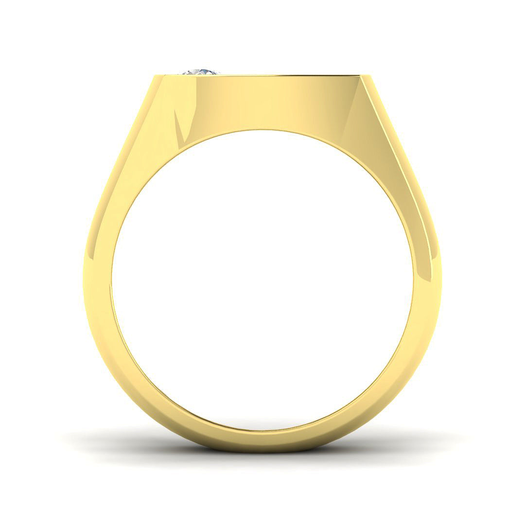 Minimalist men’s diamond signet ring worn on hand