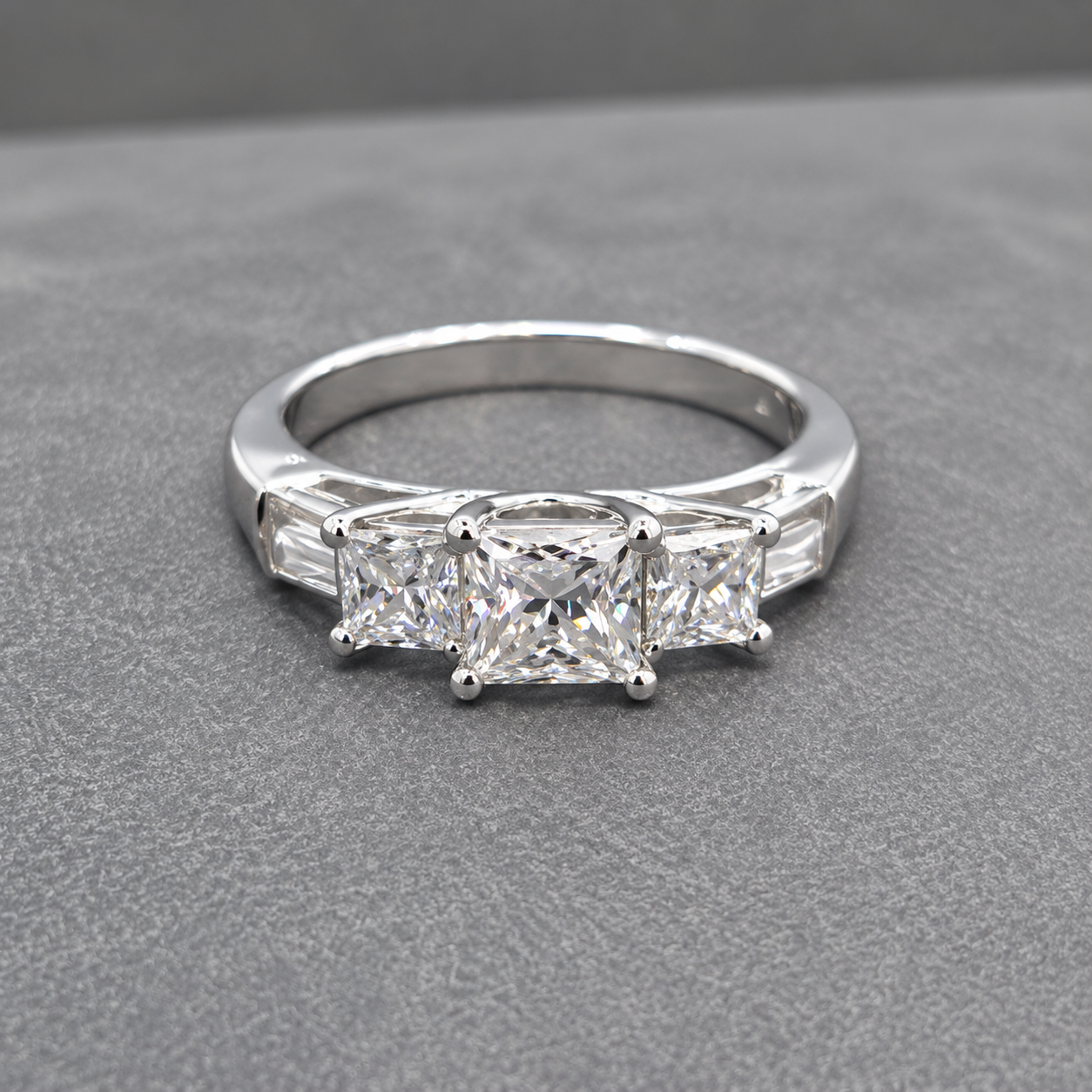 WGI 1.80Ct Natural Princess Diamond Engagement Ring in 14k White Gold- Ready to Ship