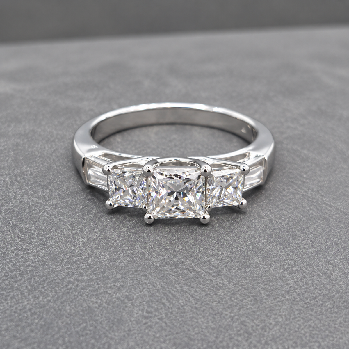 WGI 1.80Ct Natural Princess Diamond Engagement Ring in 14k White Gold- Ready to Ship