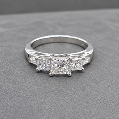 WGI 1.80Ct Natural Princess Diamond Engagement Ring in 14k White Gold- Ready to Ship