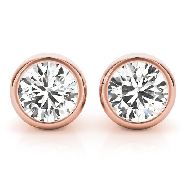 Lab-Grown Diamond Stud Earrings For Women, Round Brilliant Cut Full Bezel Set , D Color VVS Clarity