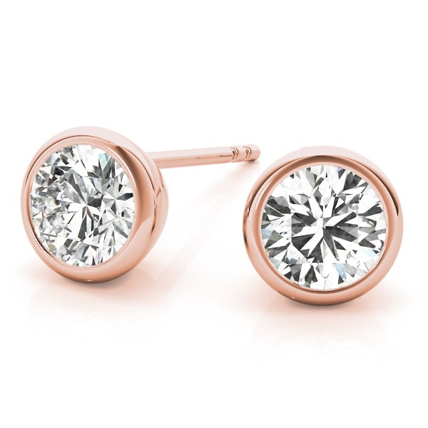 Lab-Grown Diamond Stud Earrings For Women, Round Brilliant Cut Full Bezel Set , D Color VVS Clarity