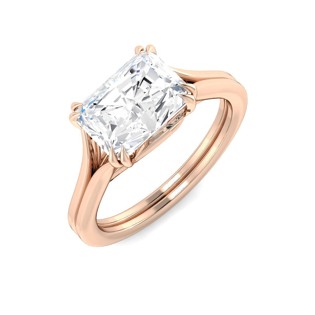 Rose Gold Radiant Cut Diamond Engagement Ring with Band