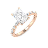 Rose Gold Radiant Cut Diamond Engagement Ring with Teardrop Side Stones