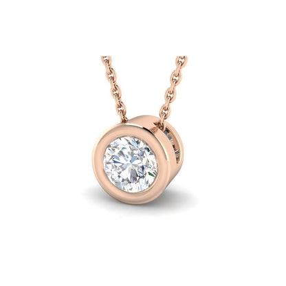 Elegant Bezel Set Diamond Solitaire Necklace – 18K Rose Gold Handmade in UK