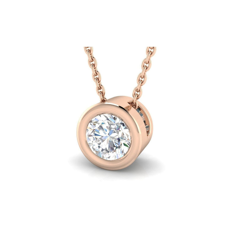 Elegant Bezel Set Diamond Solitaire Necklace – 18K Rose Gold Handmade in UK