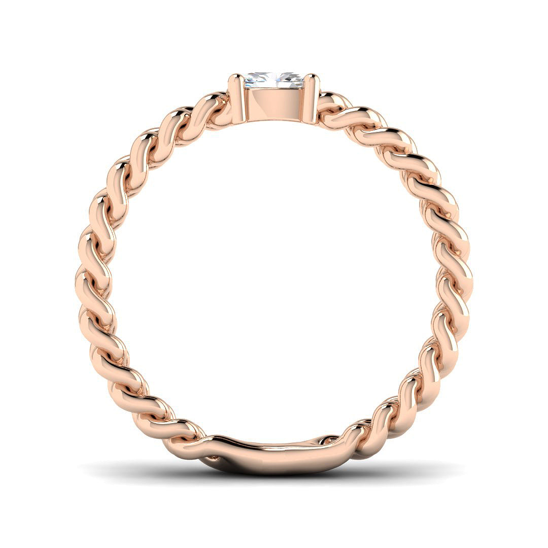 Rose gold oval diamond chain style engagement ring