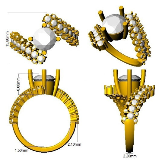 Round Centre Diamond Ring with Oval Side Stones