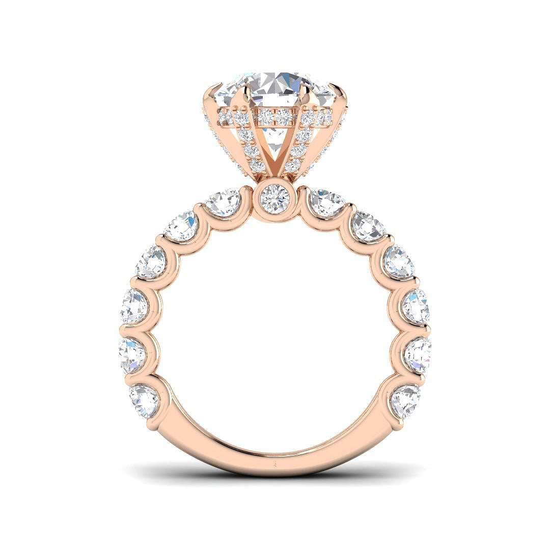 Round Cut Diamond Ring with Side Diamonds
