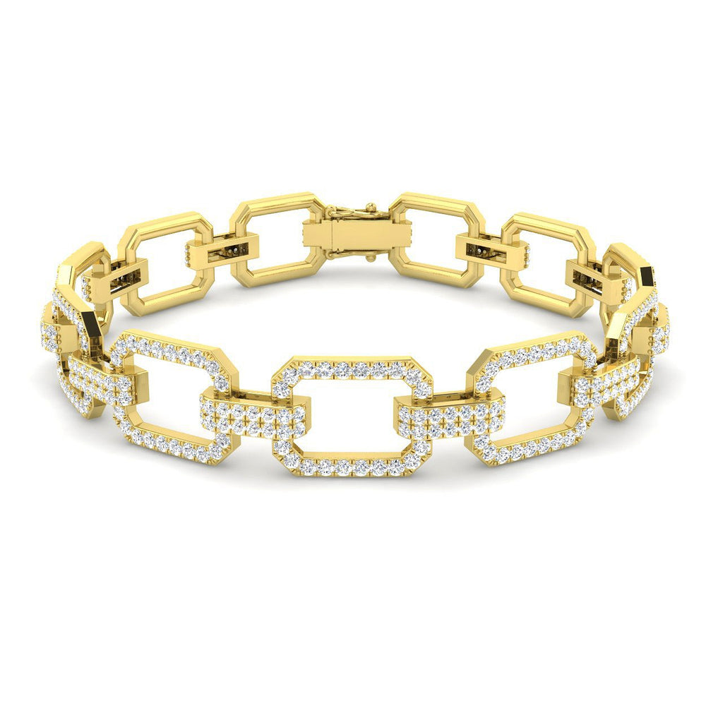 Round Cut Lab Diamond Paperclip Chain Bracelet