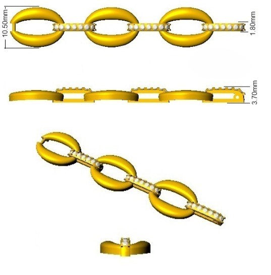 Luxury 18K Gold Lab Diamond Chain Bracelet