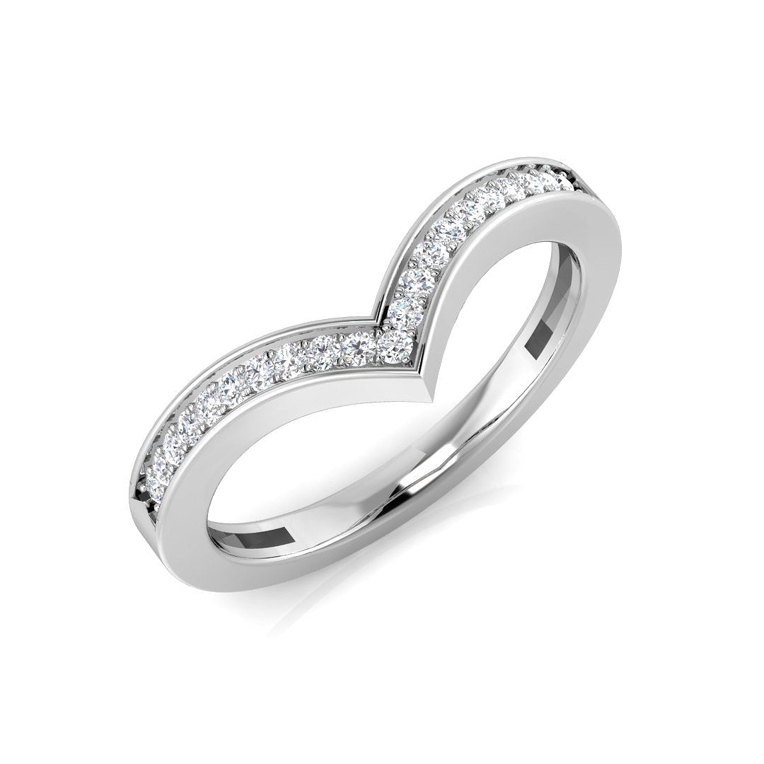 Rounded diamond wishbone ring with double curve design