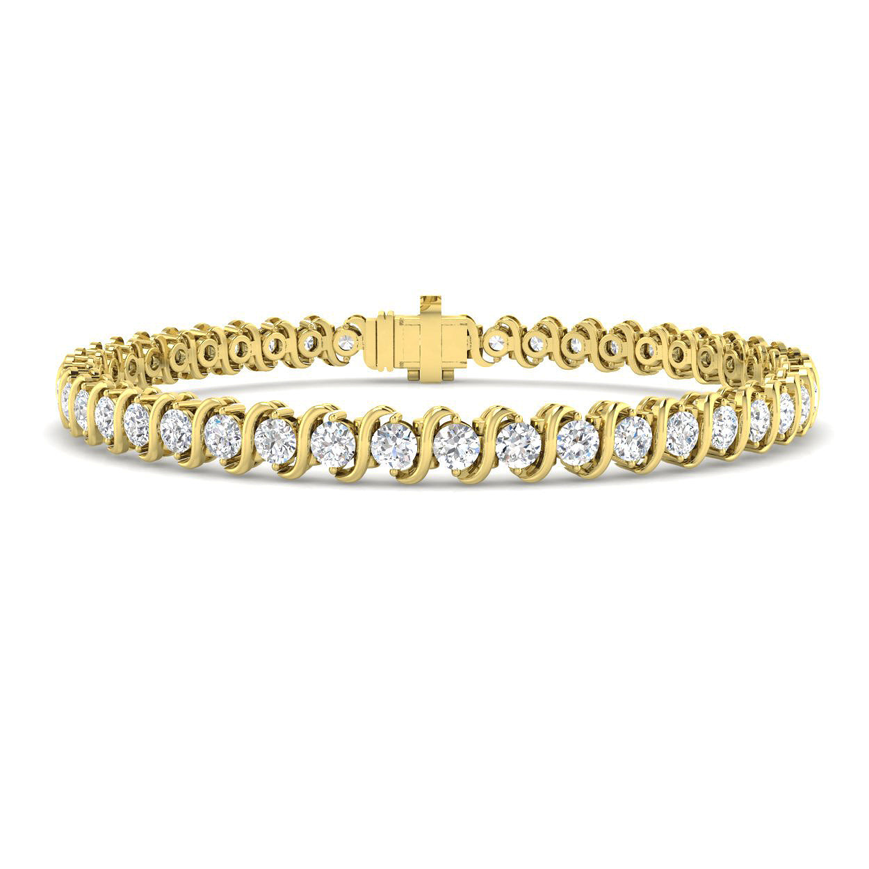 5.1 Carat Lab Grown Round Diamond Tennis Bracelet 9k Yellow Gold Ready To Ship
