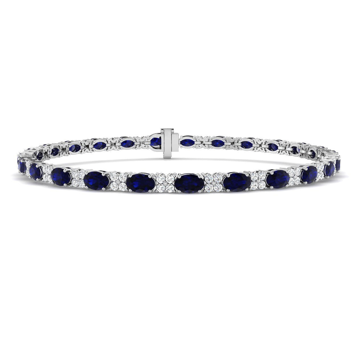 8.20Ct Oval Blue Sapphire & Diamond Designer Bracelet 9k White Gold Ready To Ship