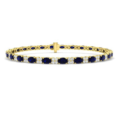 8.20Ct Oval Blue Sapphire & Diamond Designer Bracelet 9k Yellow Gold Ready To Ship