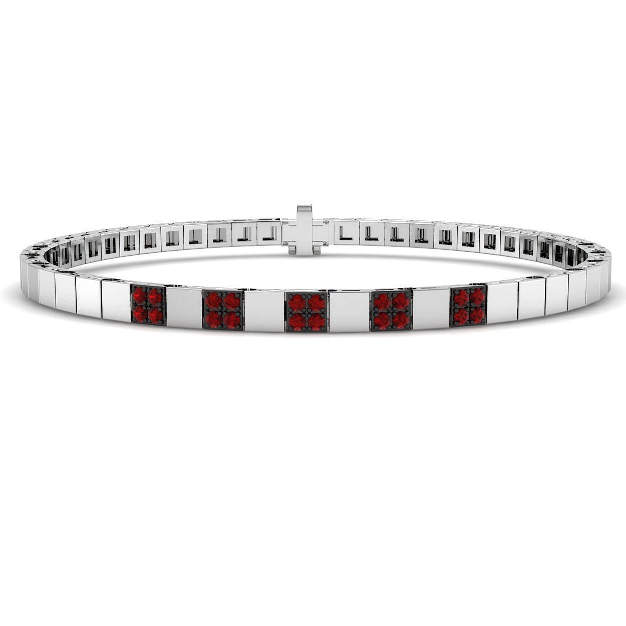 0.30Carat Round Ruby & Diamond Designer Bracelet 14k White Gold Ready To Ship