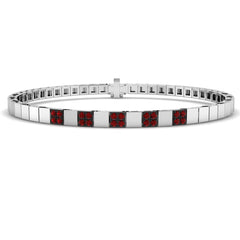 0.30Carat Round Ruby & Diamond Designer Bracelet 14k White Gold Ready To Ship