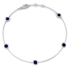 0.80Carat Round Blue Sapphire & Diamond Designer Bracelet 9k White Gold Ready To Ship