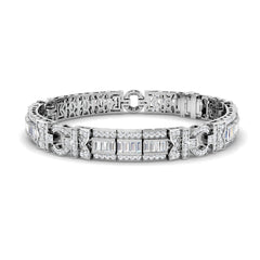4.6 Carat D-E/VS Lab Grown Baguette & Round Diamond Vintage Bracelet 9k White Gold Ready To Ship