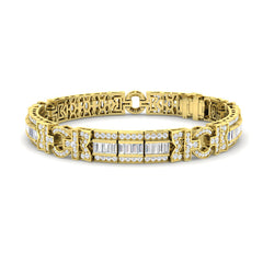 4.6 Carat D-E/VS Lab Grown Baguette & Round Diamond Vintage Bracelet 9k Yellow Gold Ready To Ship