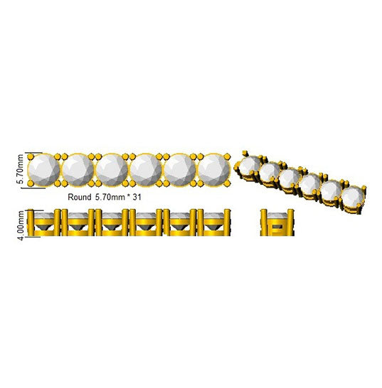 22.6 Carat Lab Grown Round Diamond Tennis Bracelet 9k Yellow Gold Ready To Ship