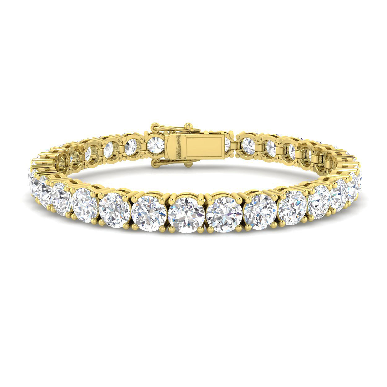 22.6 Carat Lab Grown Round Diamond Tennis Bracelet 9k Yellow Gold Ready To Ship