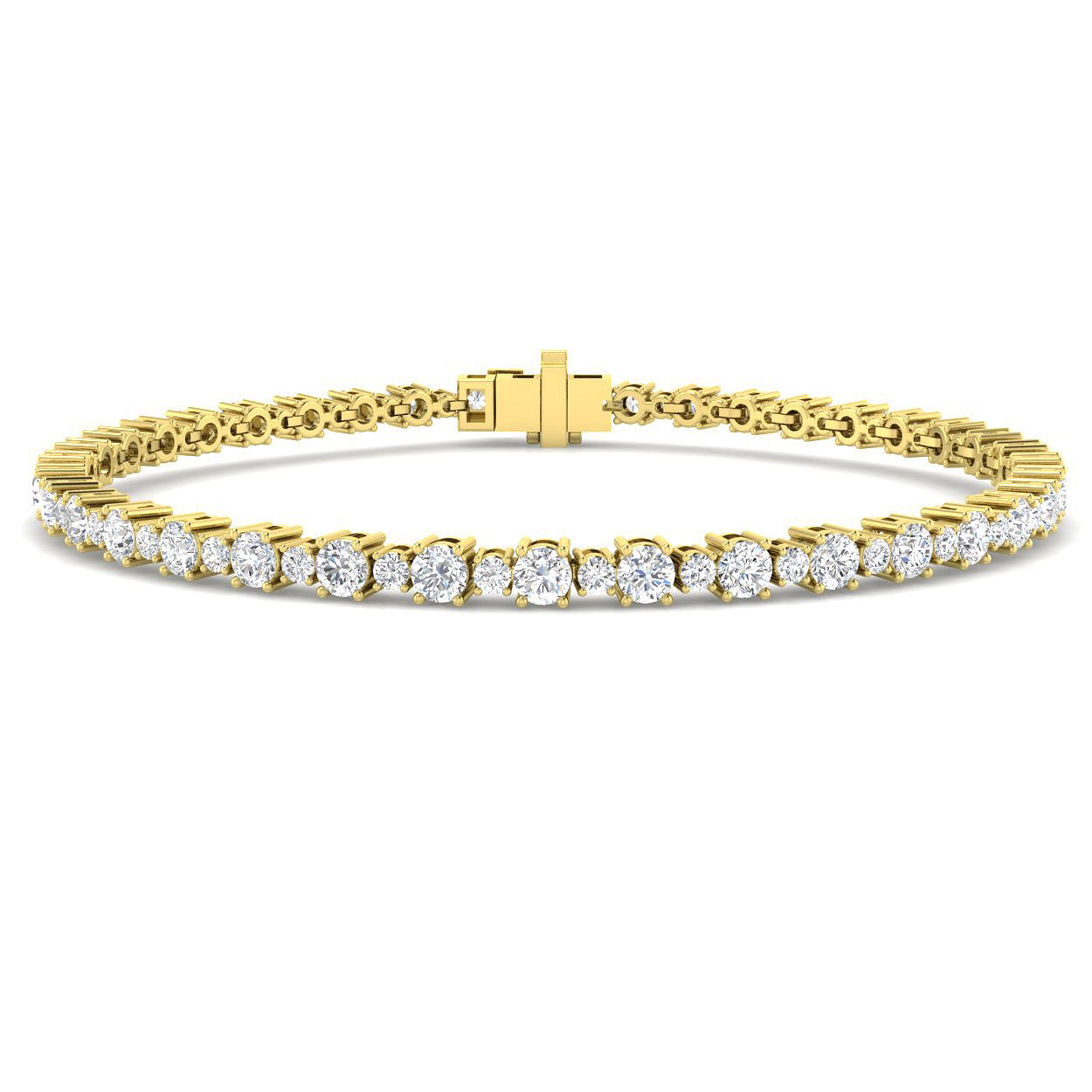 3.30 Carat D-E/VS Lab Grown Diamond Tennis Bracelet 9k Yellow Gold Ready To Ship