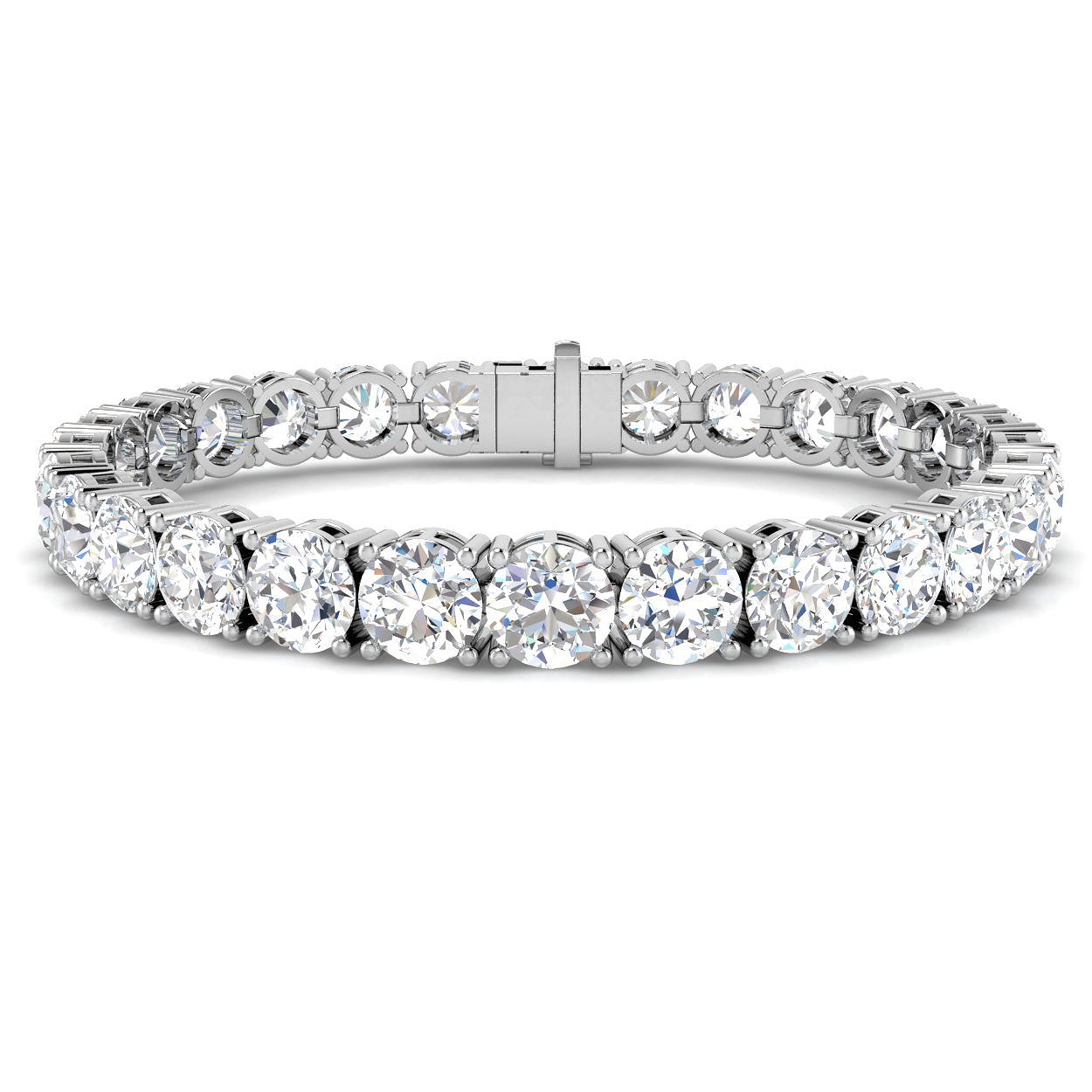 28.5 Carat Lab Grown Round Diamond Tennis Bracelet 9k White Gold Ready To Ship