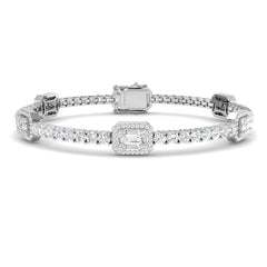 4.8 Carat D-E/VS Lab Grown Baguette & Round Diamond Vintage Bracelet 9k White Gold Ready To Ship