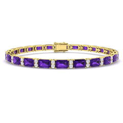 14.30Ct Emerald Amethyst & Diamond Designer Bracelet 9k Yellow Gold Ready To Ship