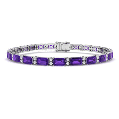 12.30Ct Emerald Amethyst & Diamond Designer Bracelet 9k White Gold Ready To Ship