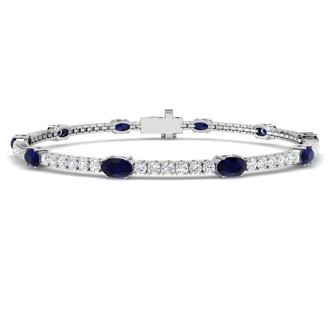 4.30Ct Oval Blue Sapphire & Diamond Designer Bracelet 9k White Gold Ready To Ship