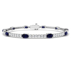 4.30Ct Oval Blue Sapphire & Diamond Designer Bracelet 9k White Gold Ready To Ship