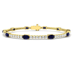 4.30Ct Oval Blue Sapphire & Diamond Designer Bracelet 9k Yellow Gold Ready To Ship