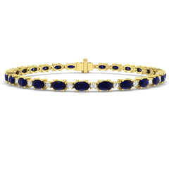 7.70Ct Oval Blue Sapphire & Diamond Designer Bracelet 9k Yellow Gold Ready To Ship