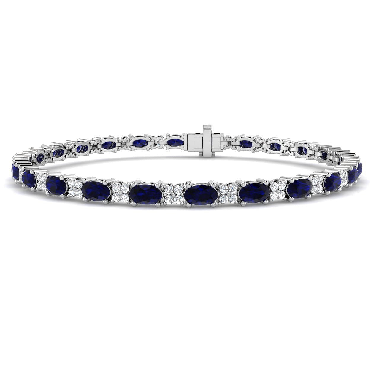 7.80Ct Oval Blue Sapphire & Diamond Designer Bracelet 9k White Gold Ready To Ship
