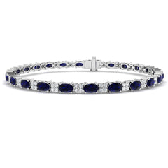 7.80Ct Oval Blue Sapphire & Diamond Designer Bracelet 9k White Gold Ready To Ship