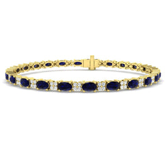 7.80Ct Oval Blue Sapphire & Diamond Designer Bracelet 9k Yellow Gold Ready To Ship