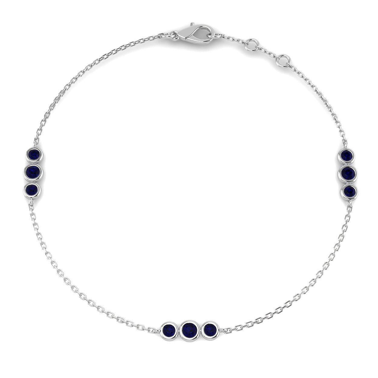 0.50Carat Round Blue Sapphire & Diamond Designer Bracelet 9k White Gold Ready To Ship