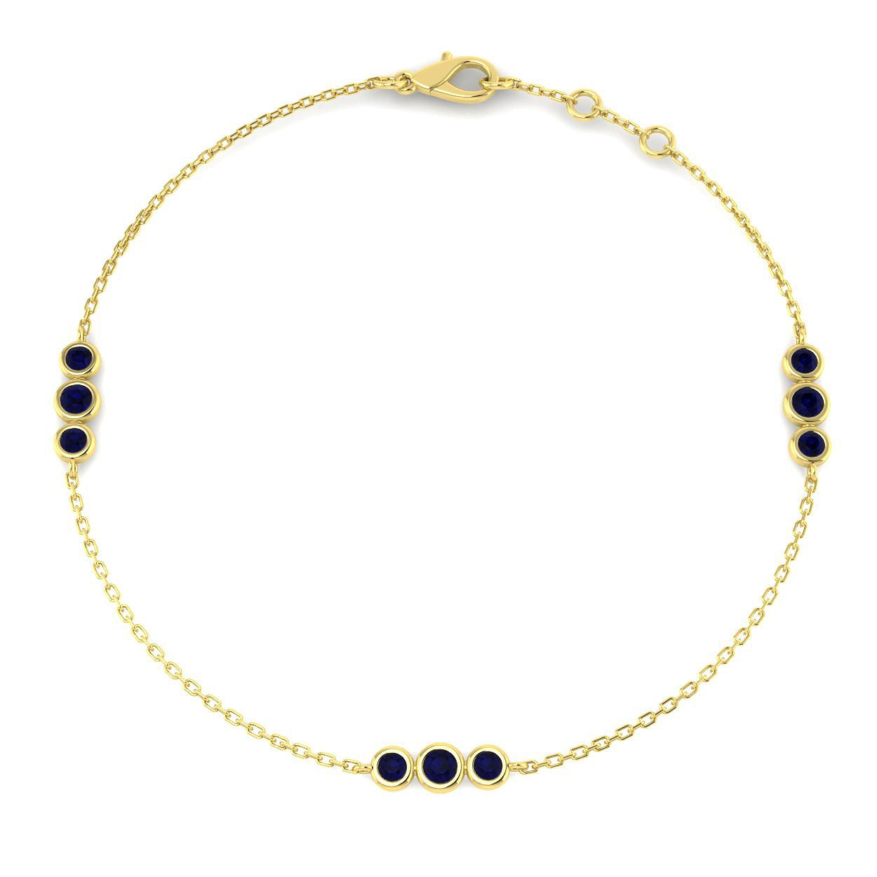 0.50Carat Round Blue Sapphire & Diamond Designer Bracelet 9k Yellow Gold Ready To Ship