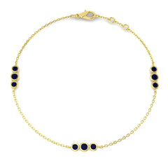 0.50Carat Round Blue Sapphire & Diamond Designer Bracelet 9k Yellow Gold Ready To Ship