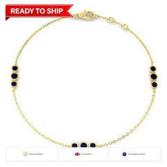 0.50Carat Round Blue Sapphire & Diamond Designer Bracelet 9k Yellow Gold