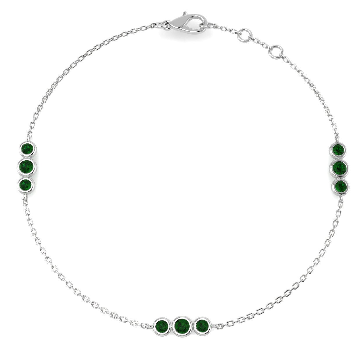 0.40Carat Round Emerald & Diamond Designer Bracelet 9k White Gold Ready To Ship