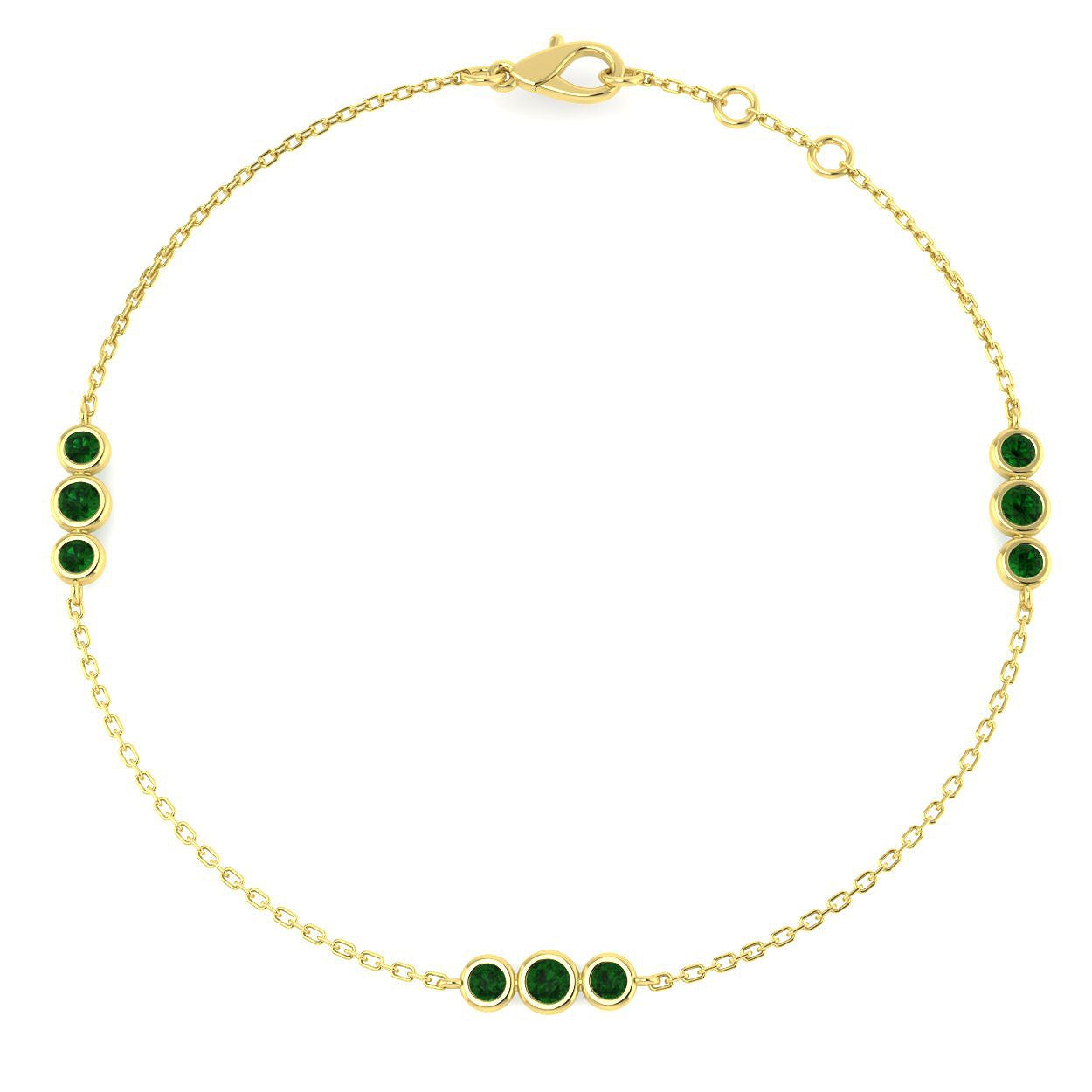 0.40Carat Round Emerald & Diamond Designer Bracelet 9k Yellow Gold Ready To Ship