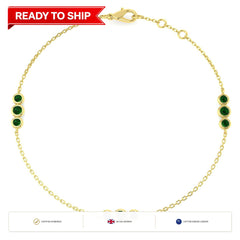 0.40Carat Round Emerald & Diamond Designer Bracelet 9k Yellow Gold